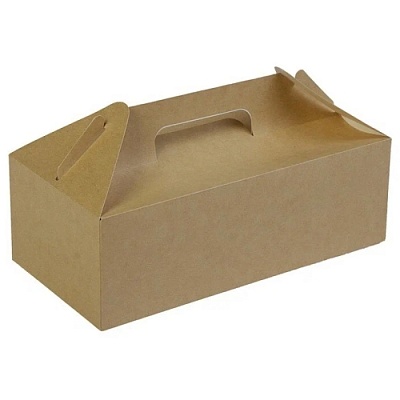 Упаковка для кондитерских изделий 288х142х55мм BOX WITH HANDLE M С ручками цвет Крафт OSQ (х225)