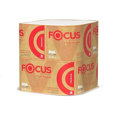 Салфетки бумажные диспенсерные 23х16.8см Focus Premium 2 слойные, V сложение, N4, 200 шт. (ПЭТ) 5083738 (х1/15) [упаковка]